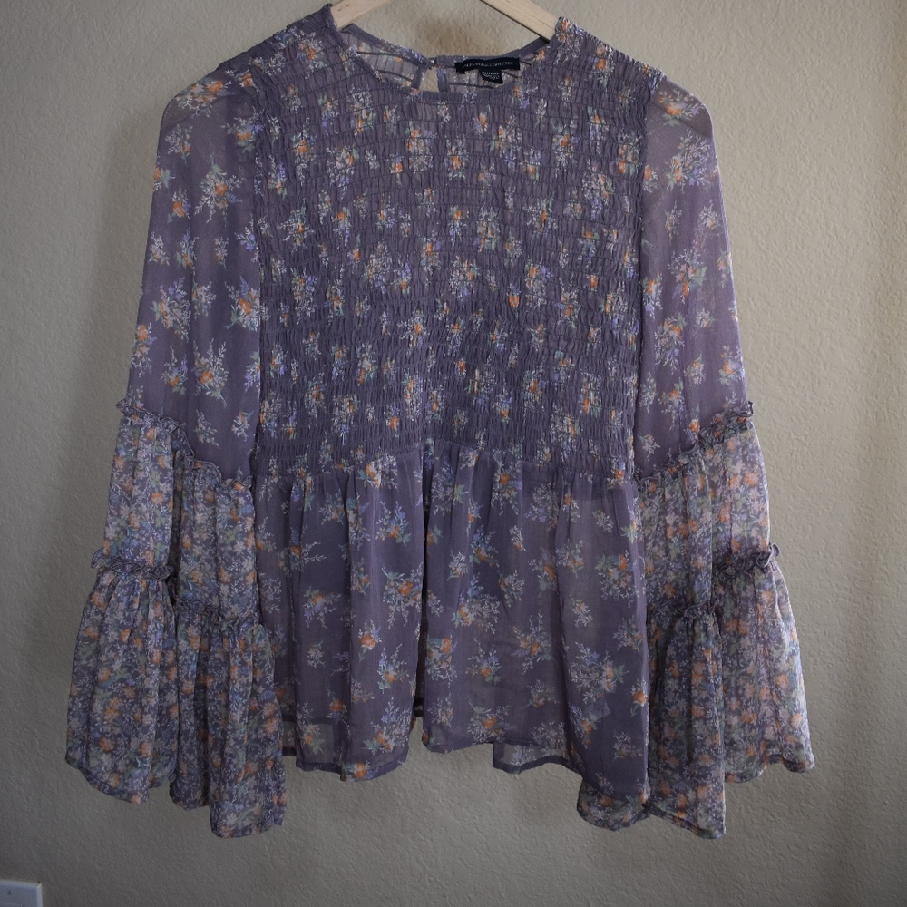 lavender floral print top